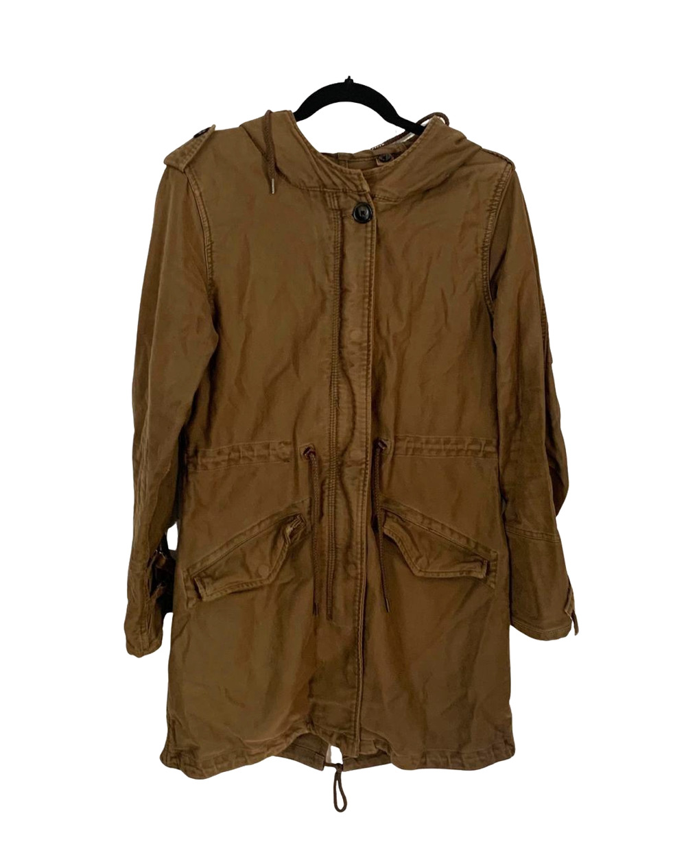 Scotch & Soda Womens Cotton Canvas Field Jacket Size 1 S Green Utility Fall Hood